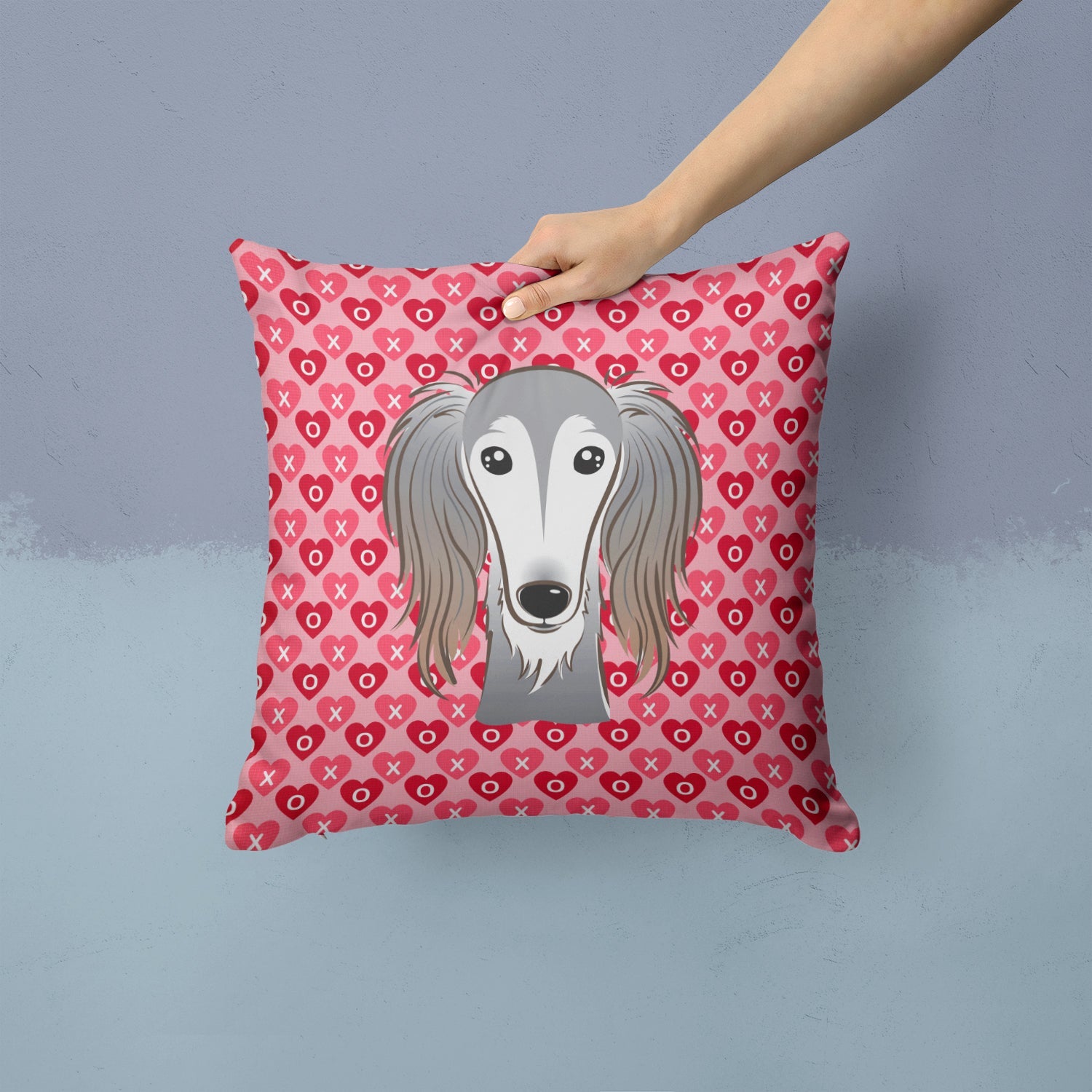 Saluki Decorative Throw Pillow 14x14 Indoor Outdoor Accent Cushion, Fabric Cover with Insert for Sofa, Bed, Porch & Living Room