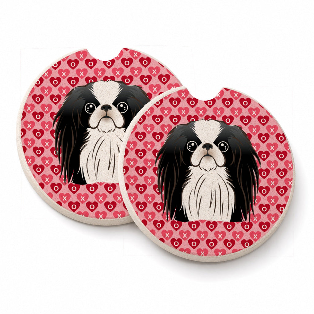 Japanese Chin Set of 2 Cup Holder Car Coasters Absorbent Round Sandstone Coasters Gifts for Men or Women, 2.5, Multicolor