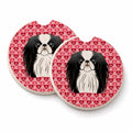 Japanese Chin Set of 2 Cup Holder Car Coasters Absorbent Round Sandstone Coasters Gifts for Men or Women, 2.5, Multicolor