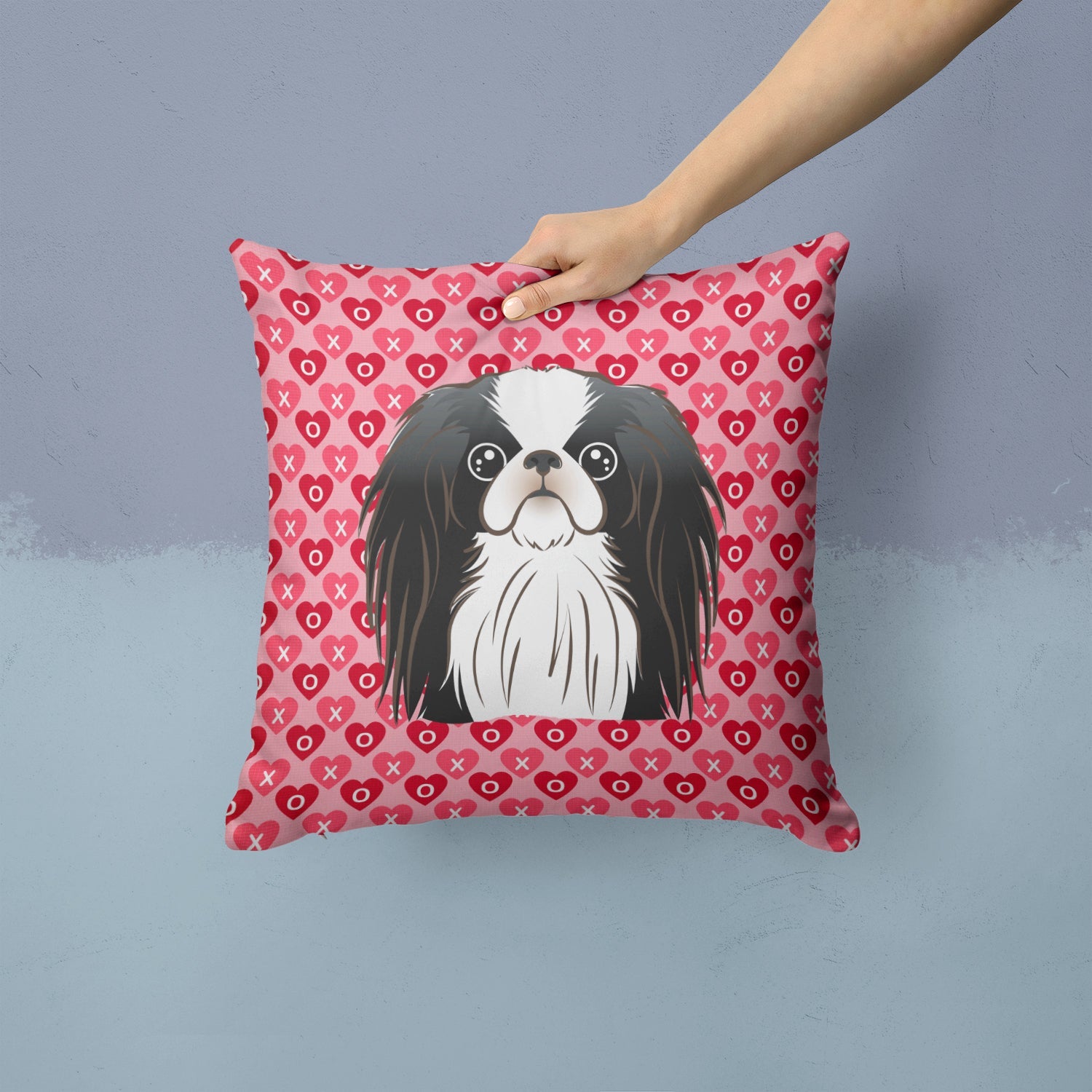 Japanese Chin Decorative Throw Pillow 14x14 Indoor Outdoor Accent Cushion, Fabric Cover with Insert for Sofa, Bed, Porch & Living Room