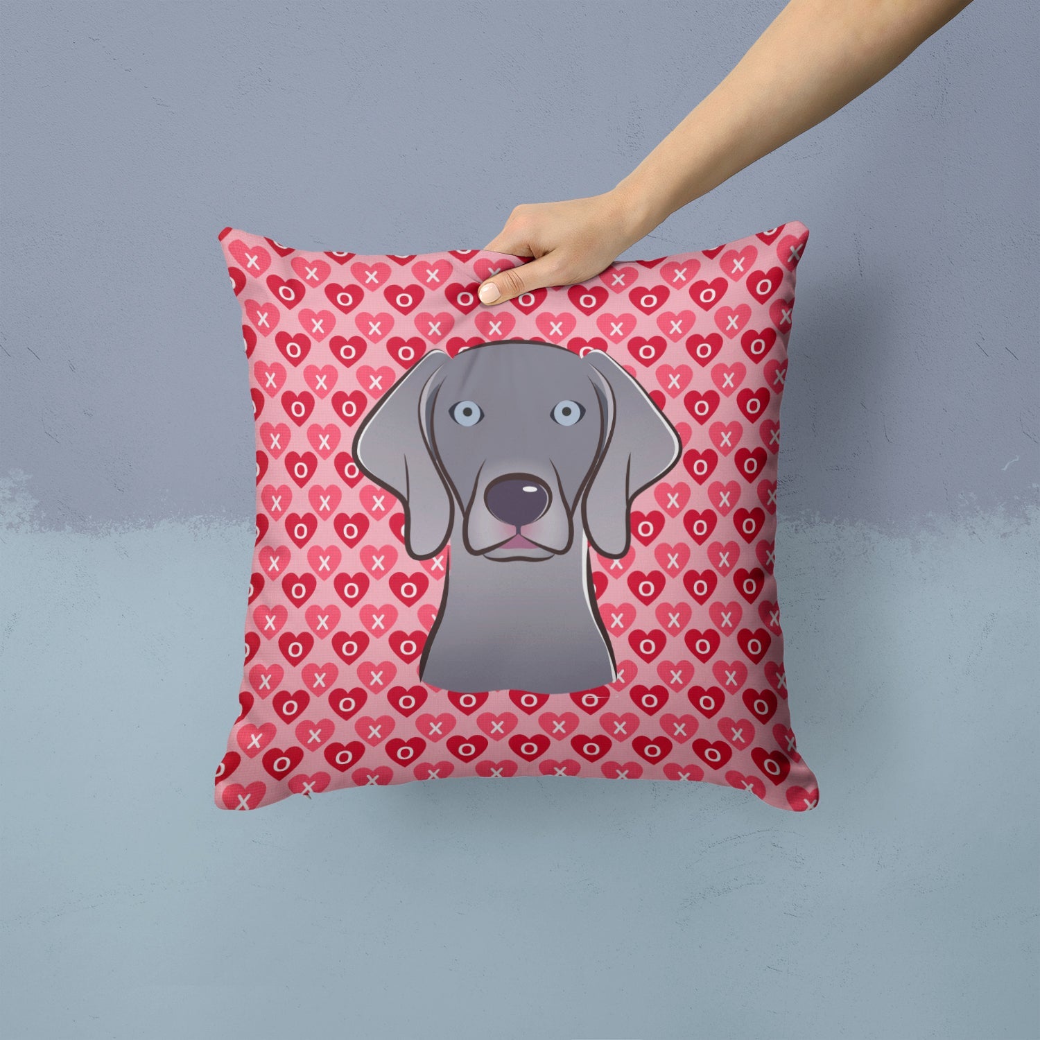 Weimaraner Decorative Throw Pillow 14x14 Indoor Outdoor Accent Cushion, Fabric Cover with Insert for Sofa, Bed, Porch & Living Room