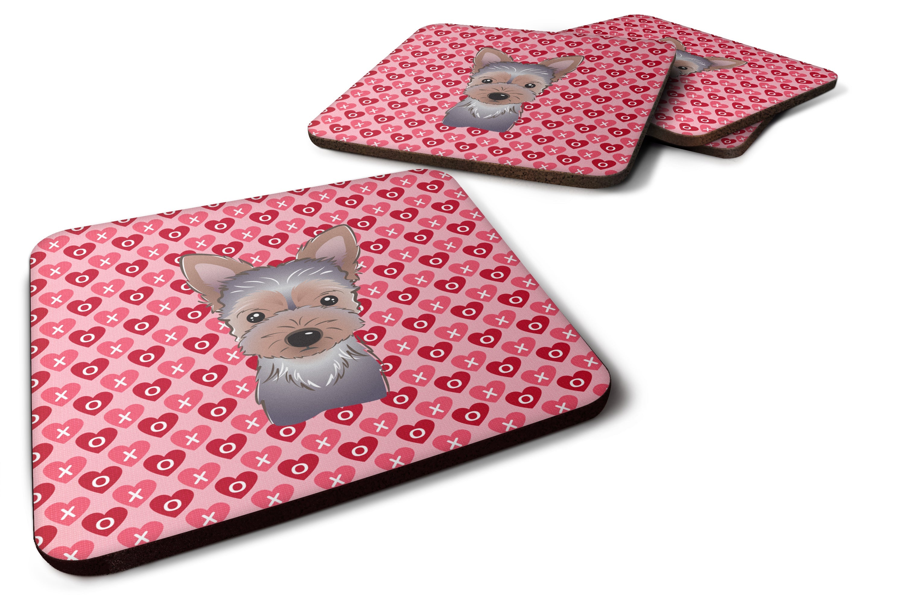 Yorkie Puppy Foam Coasters Set of 4 Cup Coasters for Indoor Outdoor, Tabletop Protection, Anti Slip, Mouse pad Material