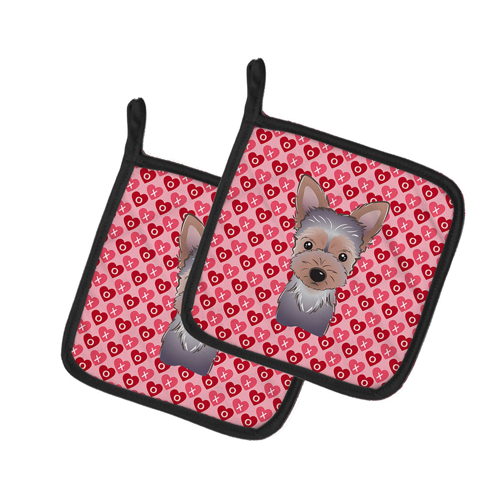 Yorkie Puppy Pot Holder Set of 2 Heat Resistant Quilted Hot Pads 7.5 x 7.5 Inch, Insulated Kitchen Trivets for Cooking & Baking