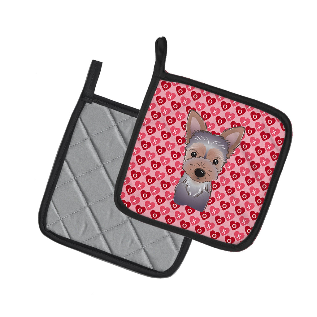 Yorkie Puppy Pot Holder Set of 2 Heat Resistant Quilted Hot Pads 7.5 x 7.5 Inch, Insulated Kitchen Trivets for Cooking & Baking