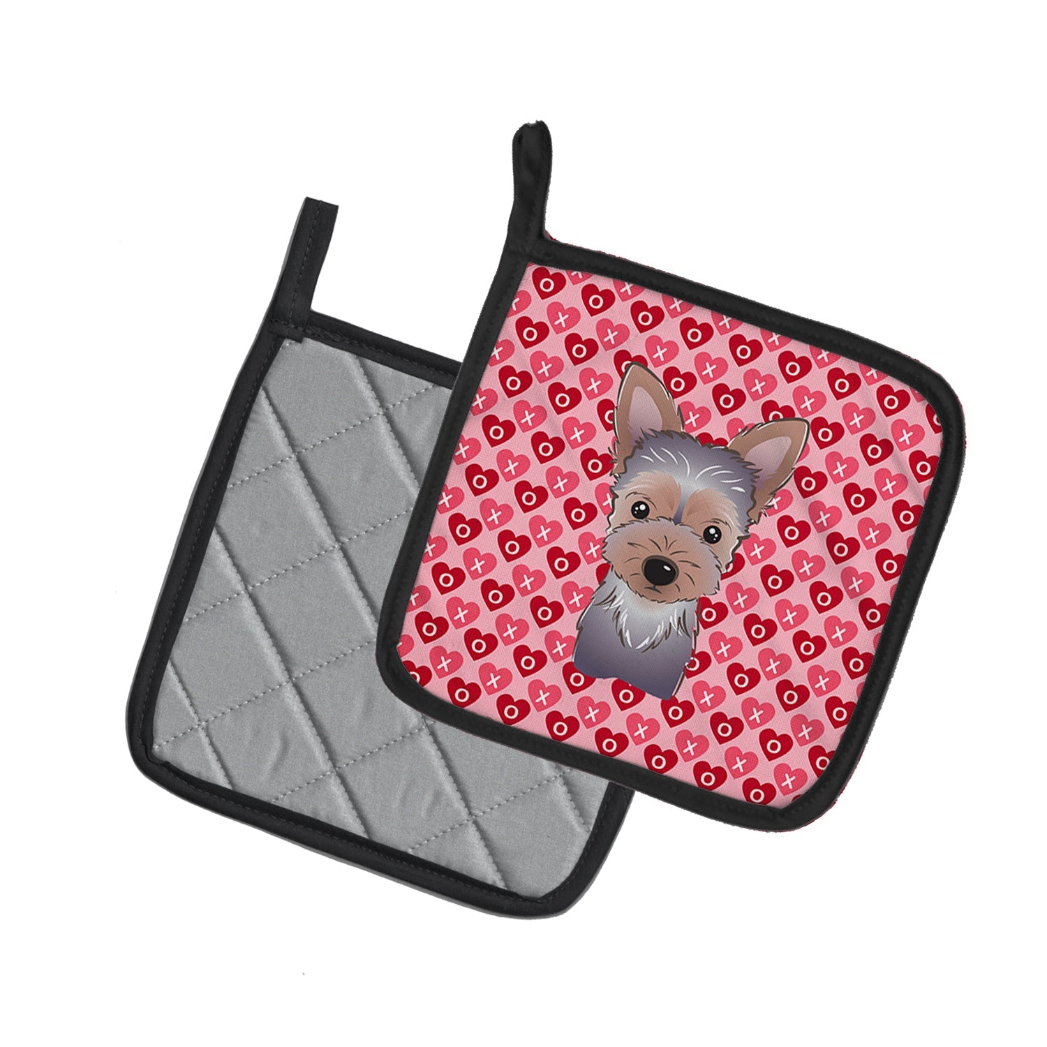 Yorkie Puppy Pot Holder Set of 2 Heat Resistant Quilted Hot Pads 7.5 x 7.5 Inch, Insulated Kitchen Trivets for Cooking & Baking