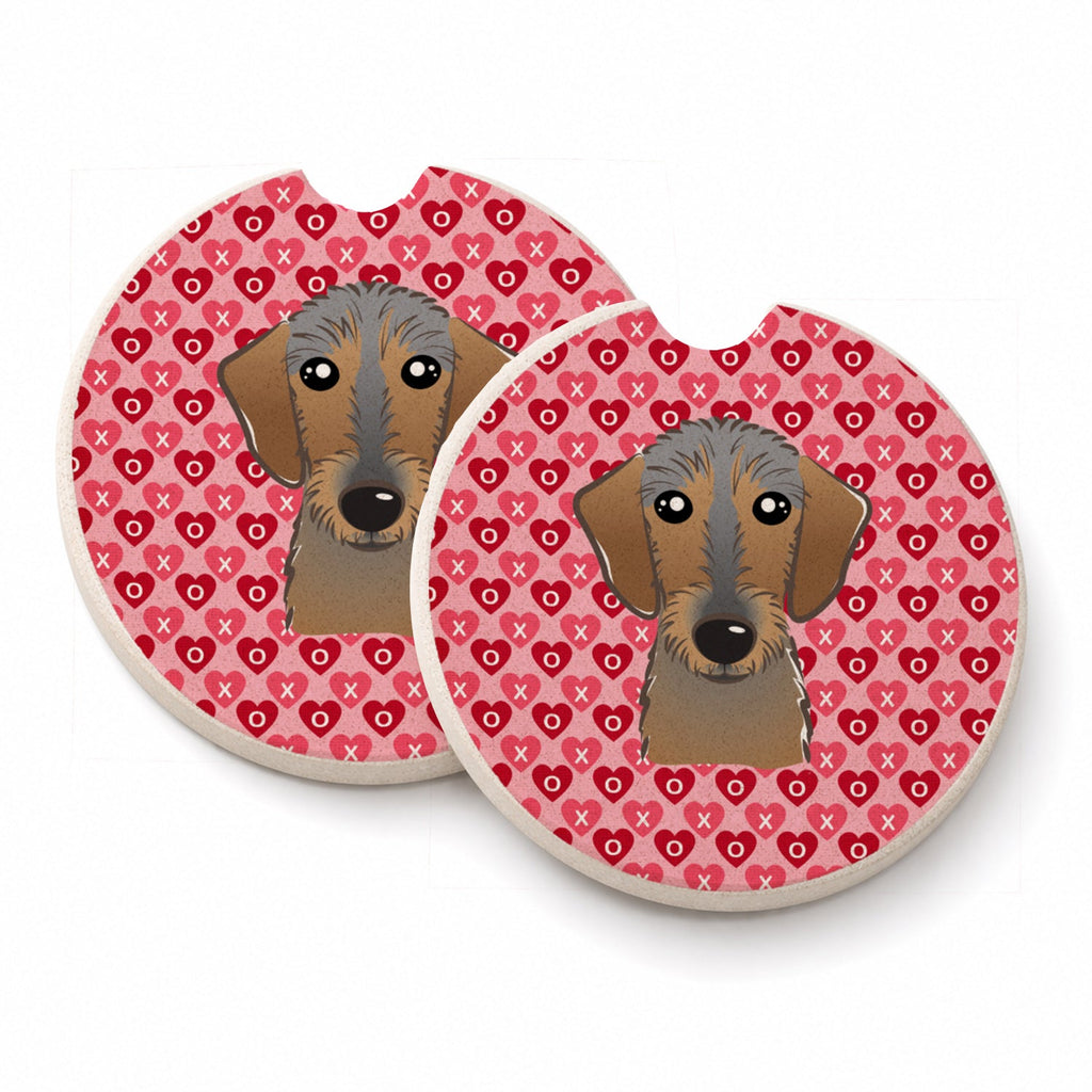Wirehaired Dachshund Set of 2 Cup Holder Car Coasters Absorbent Round Sandstone Coasters Gifts for Men or Women, 2.5, Multicolor