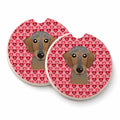 Wirehaired Dachshund Set of 2 Cup Holder Car Coasters Absorbent Round Sandstone Coasters Gifts for Men or Women, 2.5, Multicolor