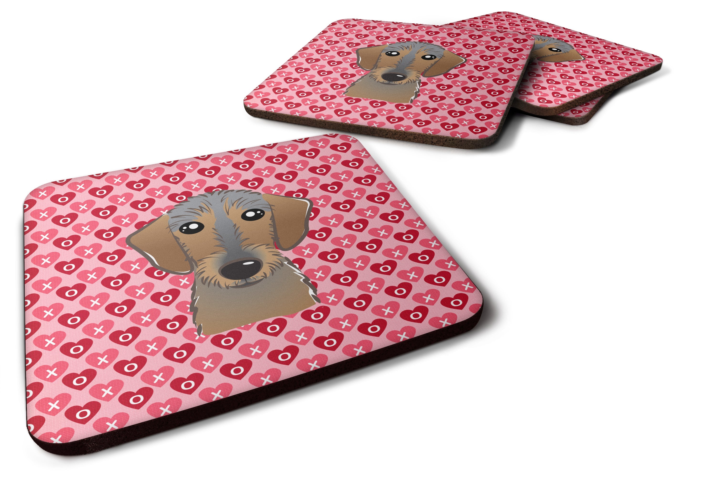 Wirehaired Dachshund Foam Coasters Set of 4 Cup Coasters for Indoor Outdoor, Tabletop Protection, Anti Slip, Mouse pad Material