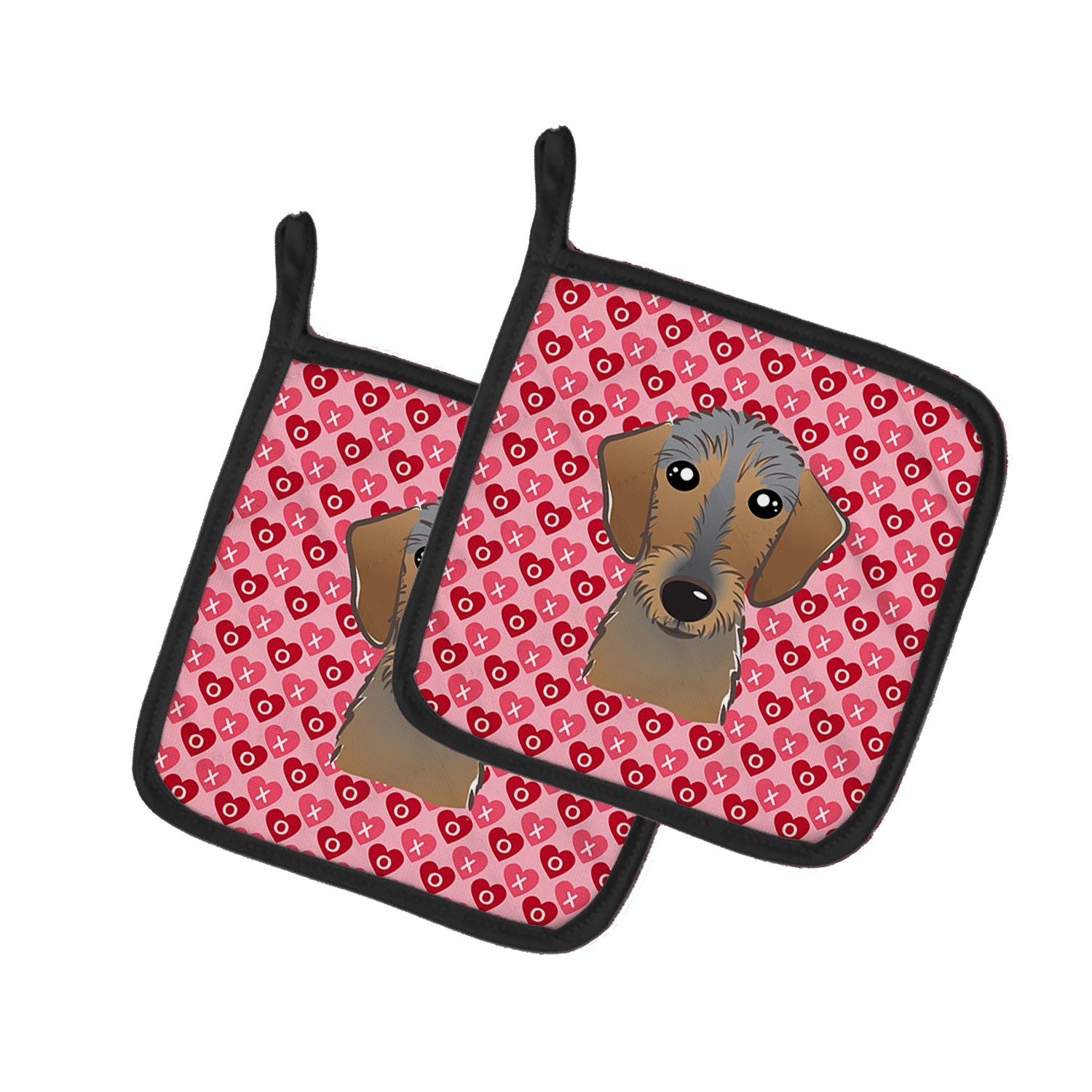 Wirehaired Dachshund Pot Holder Set of 2 Heat Resistant Quilted Hot Pads 7.5 x 7.5 Inch, Insulated Kitchen Trivets for Cooking & Baking