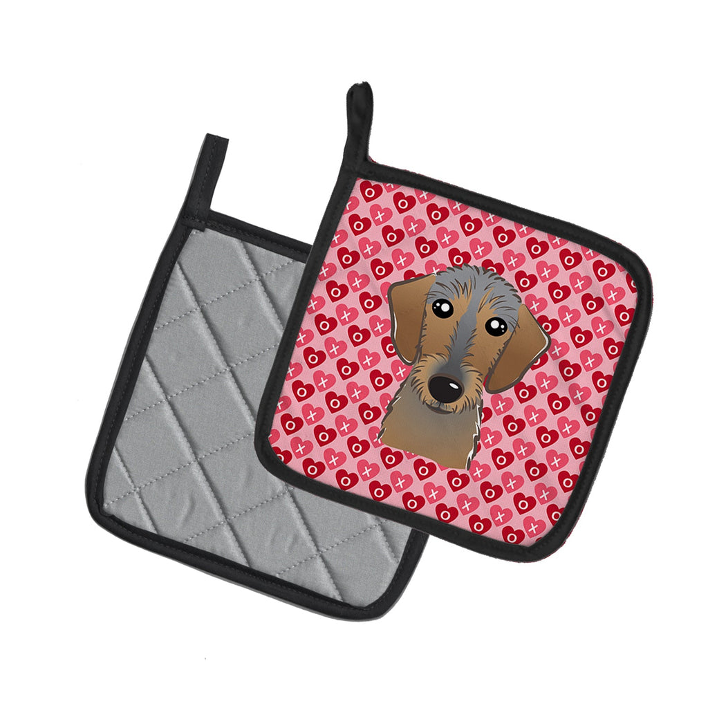 Wirehaired Dachshund Pot Holder Set of 2 Heat Resistant Quilted Hot Pads 7.5 x 7.5 Inch, Insulated Kitchen Trivets for Cooking & Baking