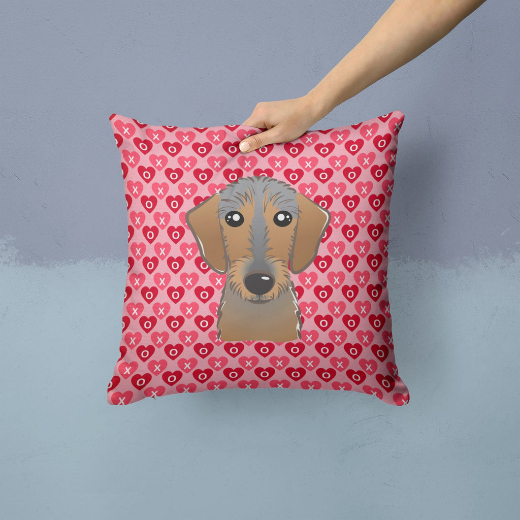 Wirehaired Dachshund Decorative Throw Pillow 14x14 Indoor Outdoor Accent Cushion, Fabric Cover with Insert for Sofa, Bed, Porch & Living Room