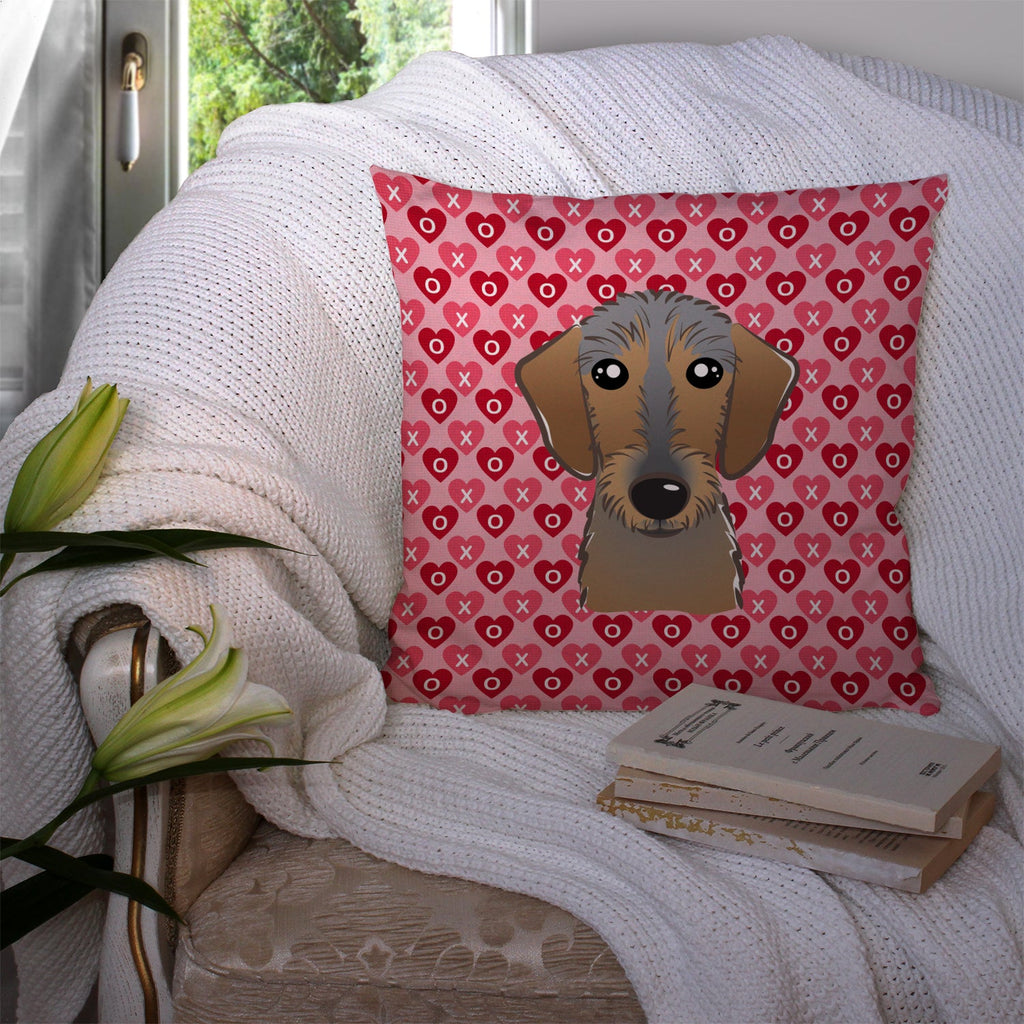 Wirehaired Dachshund Decorative Throw Pillow 14x14 Indoor Outdoor Accent Cushion, Fabric Cover with Insert for Sofa, Bed, Porch & Living Room