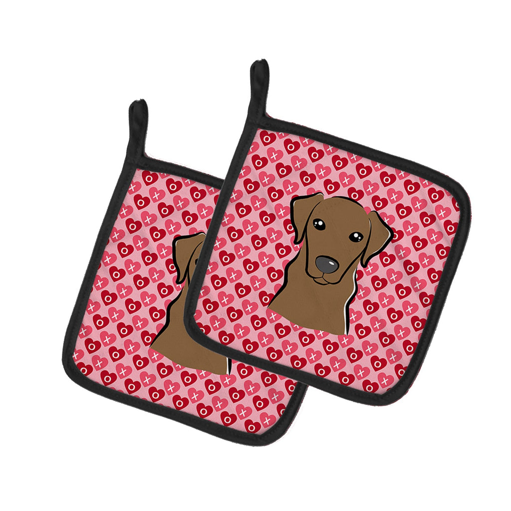 Chocolate Labrador Pot Holder Set of 2 Heat Resistant Quilted Hot Pads 7.5 x 7.5 Inch, Insulated Kitchen Trivets for Cooking & Baking