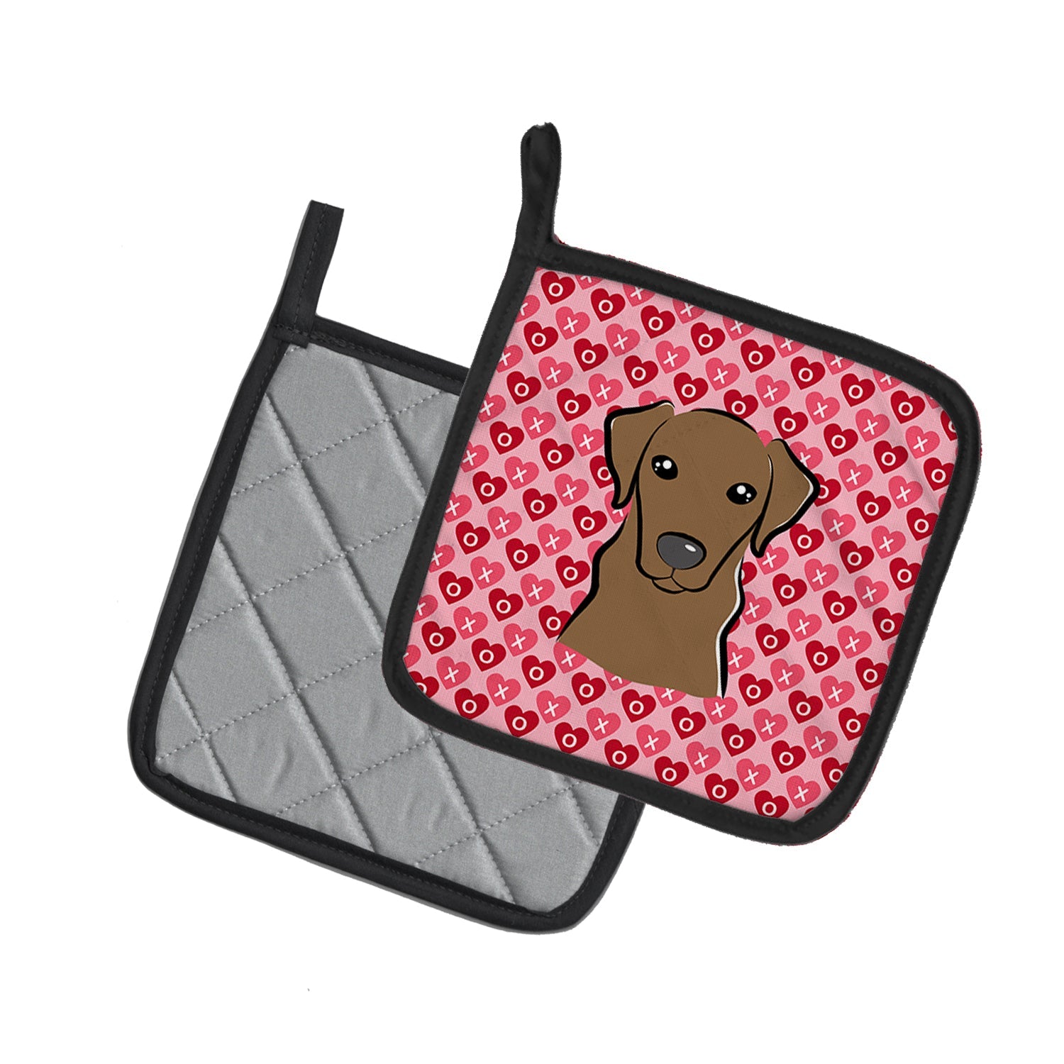 Chocolate Labrador Pot Holder Set of 2 Heat Resistant Quilted Hot Pads 7.5 x 7.5 Inch, Insulated Kitchen Trivets for Cooking & Baking