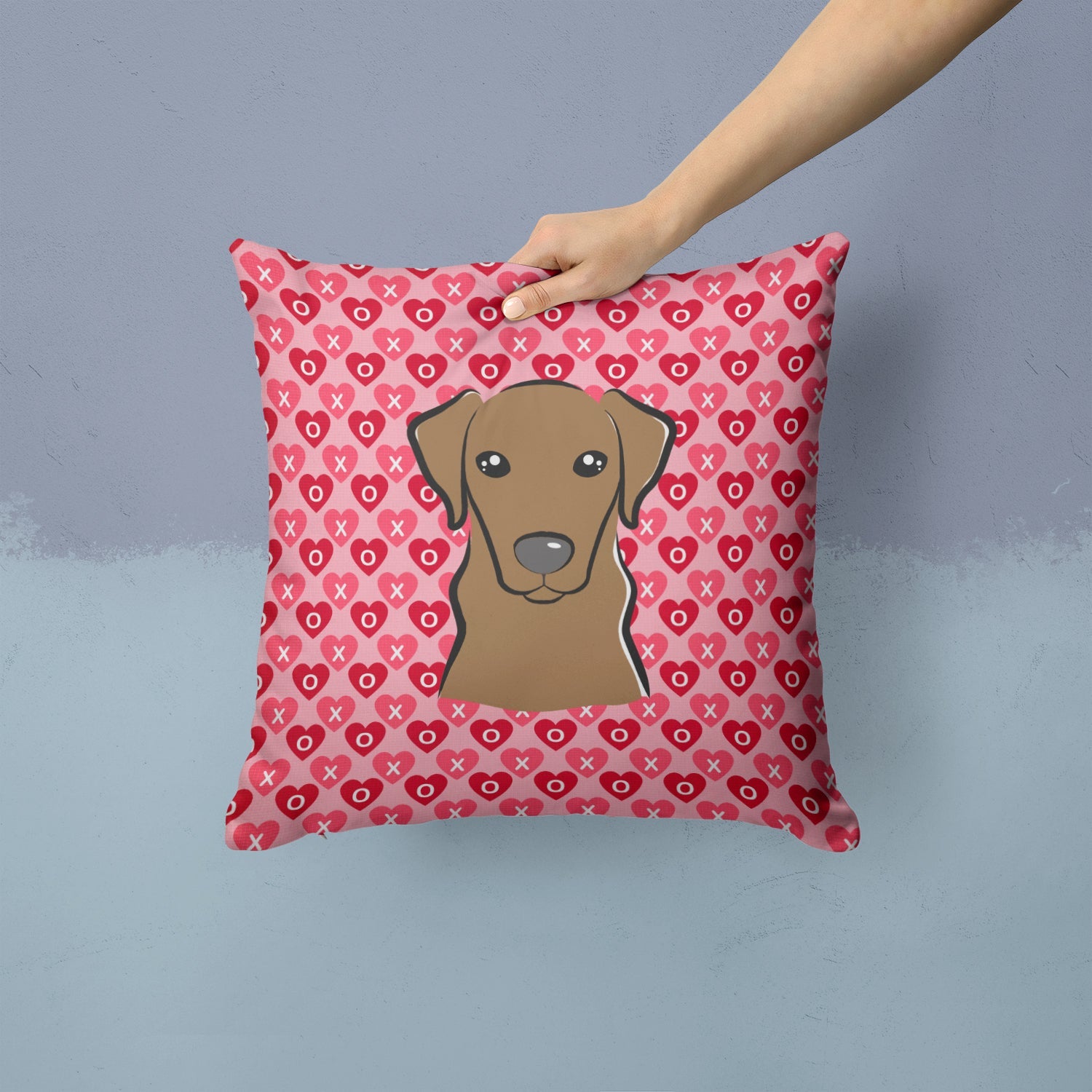 Chocolate Labrador Decorative Throw Pillow 14x14 Indoor Outdoor Accent Cushion, Fabric Cover with Insert for Sofa, Bed, Porch & Living Room