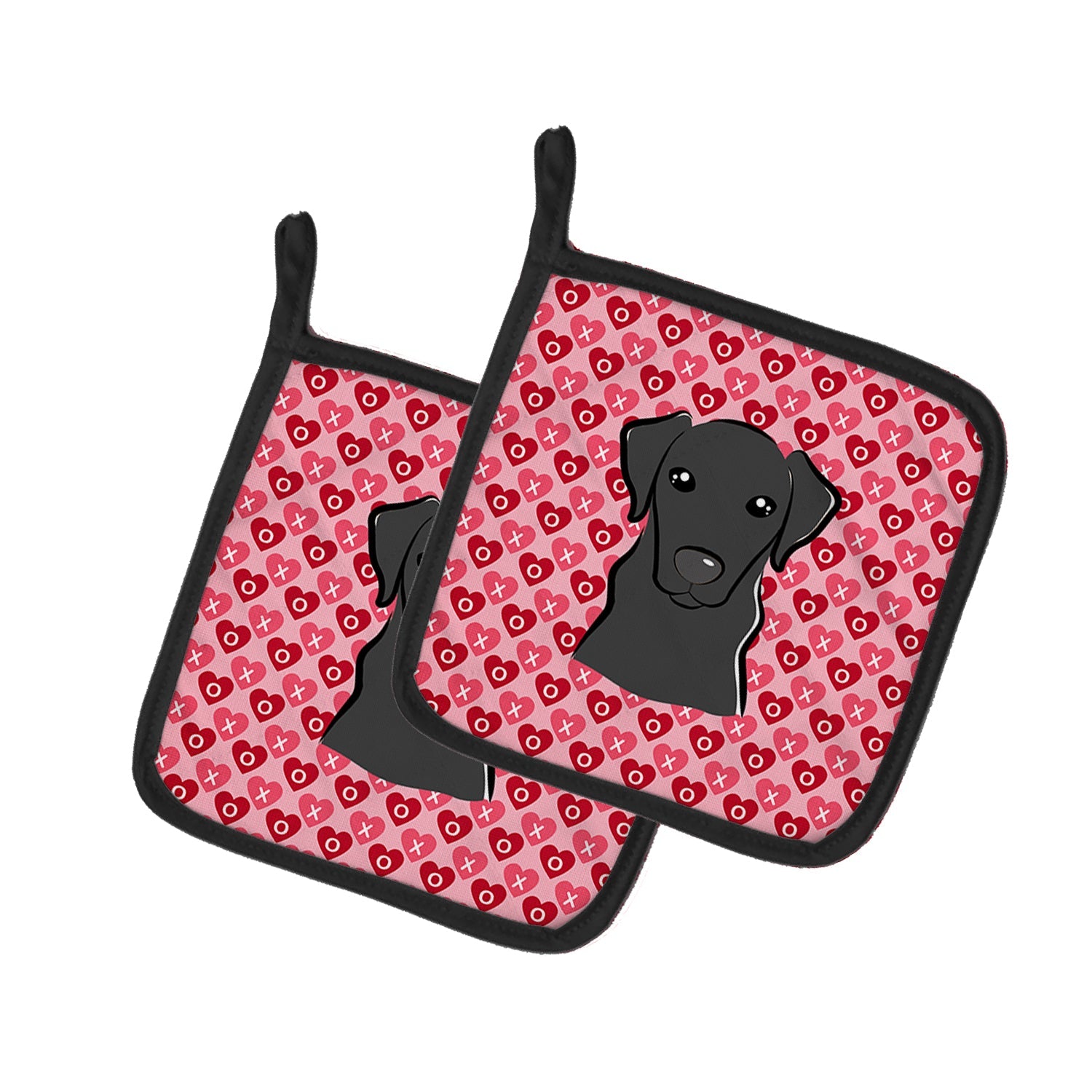 Black Labrador Pot Holder Set of 2 Heat Resistant Quilted Hot Pads 7.5 x 7.5 Inch, Insulated Kitchen Trivets for Cooking & Baking