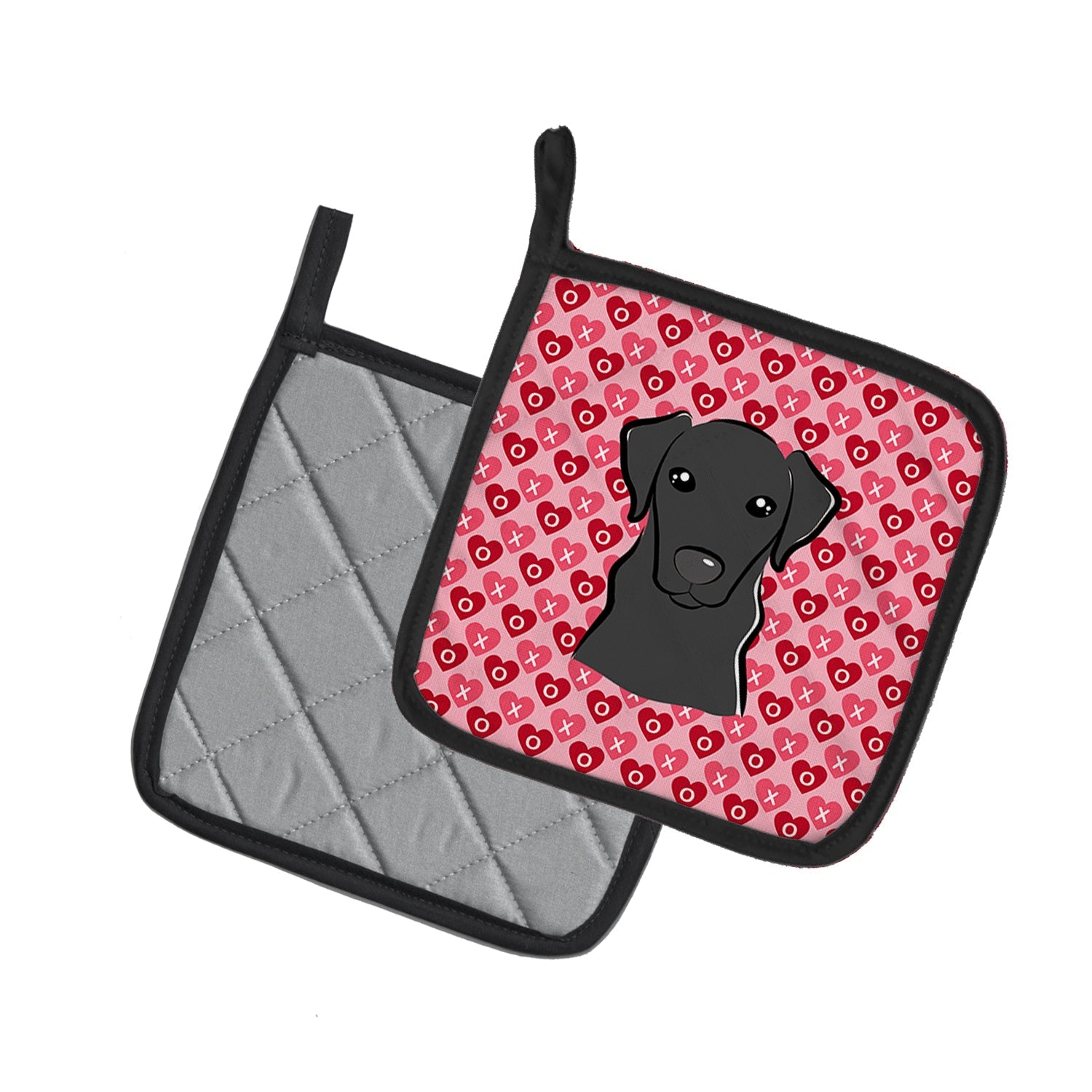 Black Labrador Pot Holder Set of 2 Heat Resistant Quilted Hot Pads 7.5 x 7.5 Inch, Insulated Kitchen Trivets for Cooking & Baking