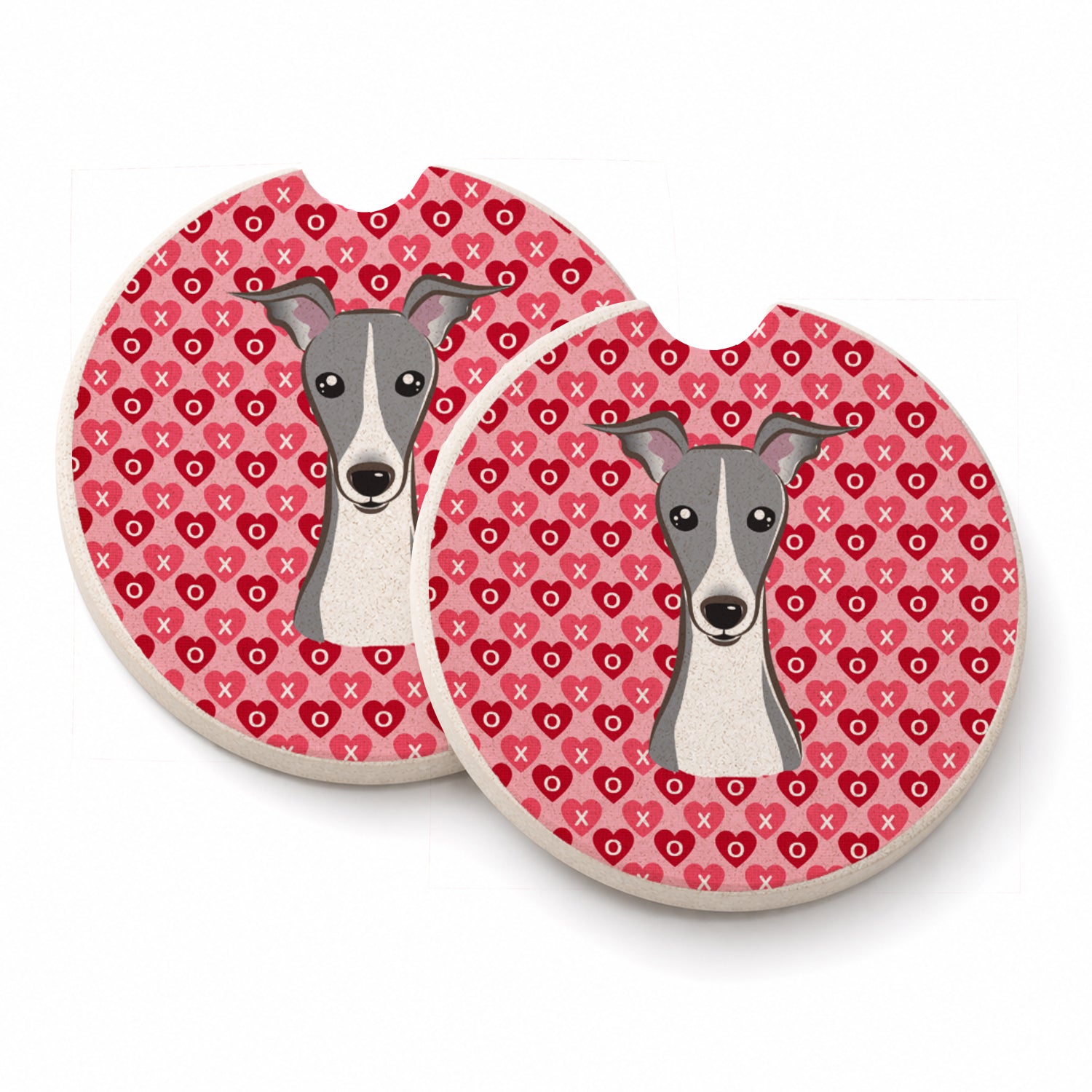 Italian Greyhound Set of 2 Cup Holder Car Coasters Absorbent Round Sandstone Coasters Gifts for Men or Women, 2.5, Multicolor