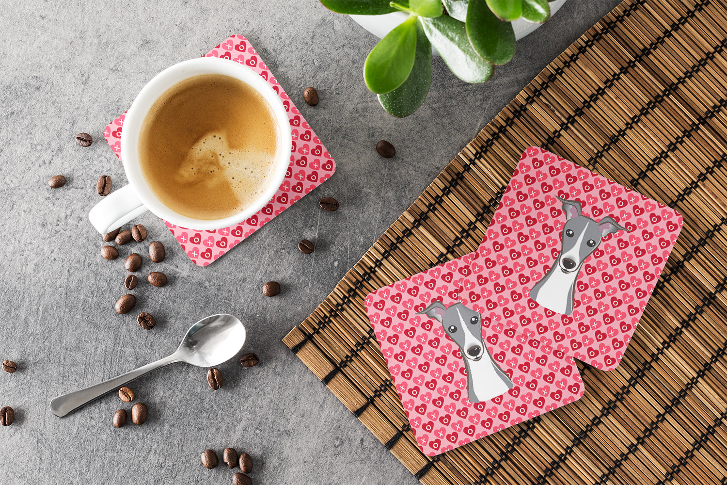 Italian Greyhound Foam Coasters Set of 4 Cup Coasters for Indoor Outdoor, Tabletop Protection, Anti Slip, Mouse pad Material