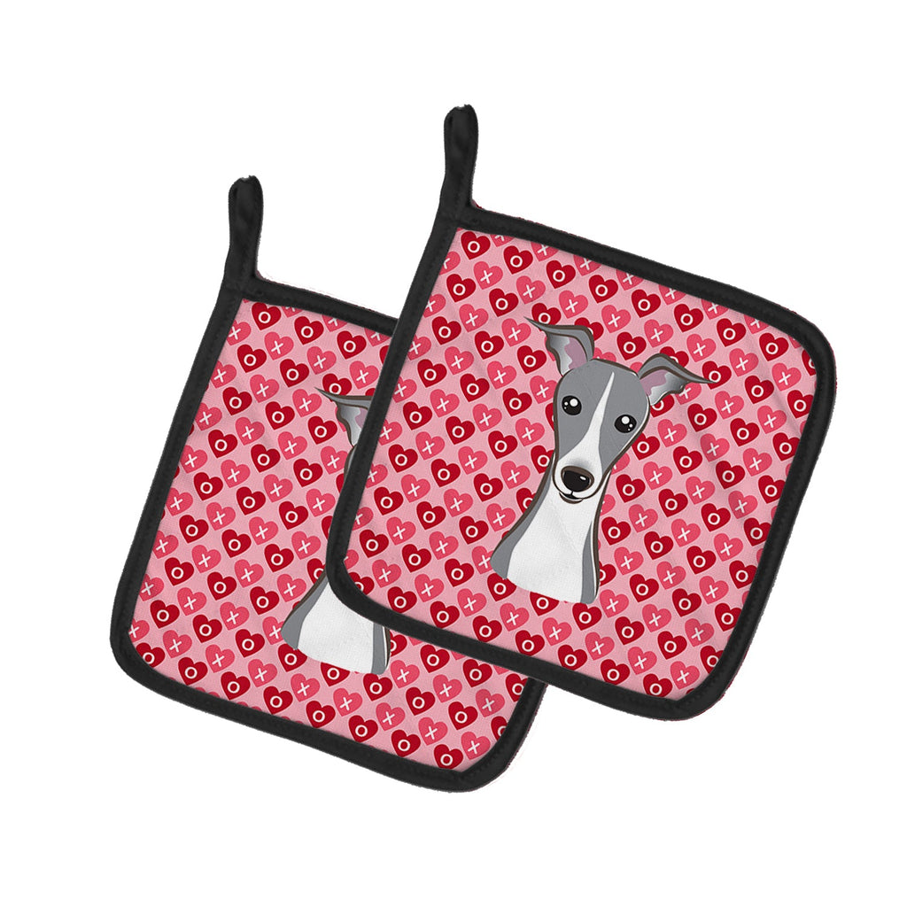 Italian Greyhound Pot Holder Set of 2 Heat Resistant Quilted Hot Pads 7.5 x 7.5 Inch, Insulated Kitchen Trivets for Cooking & Baking