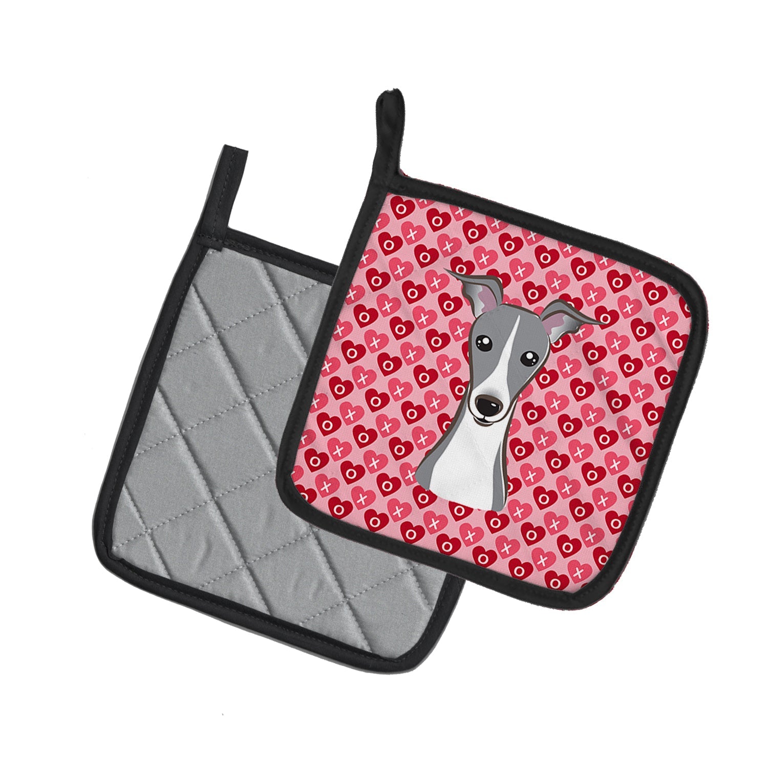 Italian Greyhound Pot Holder Set of 2 Heat Resistant Quilted Hot Pads 7.5 x 7.5 Inch, Insulated Kitchen Trivets for Cooking & Baking
