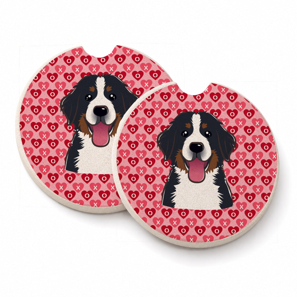 Bernese Mountain Dog Set of 2 Cup Holder Car Coasters Absorbent Round Sandstone Coasters Gifts for Men or Women, 2.5, Multicolor
