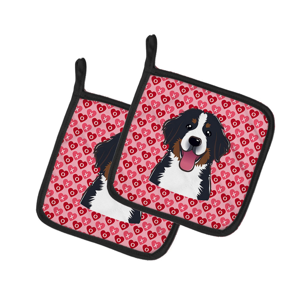 Bernese Mountain Dog Pot Holder Set of 2 Heat Resistant Quilted Hot Pads 7.5 x 7.5 Inch, Insulated Kitchen Trivets for Cooking & Baking
