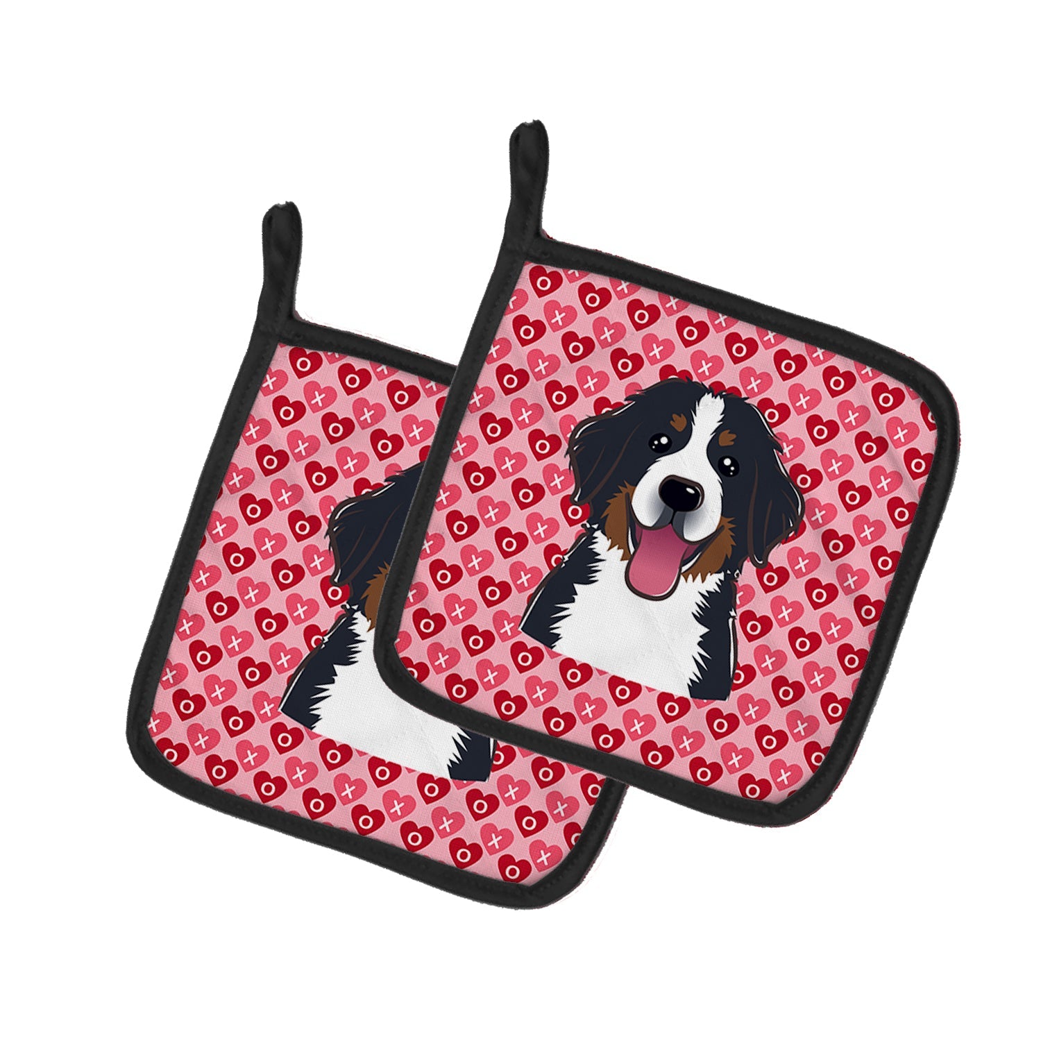 Bernese Mountain Dog Pot Holder Set of 2 Heat Resistant Quilted Hot Pads 7.5 x 7.5 Inch, Insulated Kitchen Trivets for Cooking & Baking
