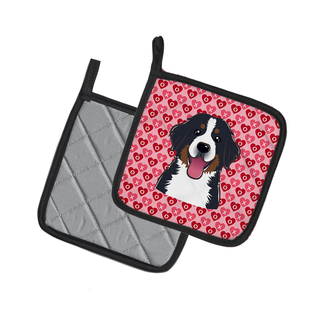 Bernese Mountain Dog Pot Holder Set of 2 Heat Resistant Quilted Hot Pads 7.5 x 7.5 Inch, Insulated Kitchen Trivets for Cooking & Baking