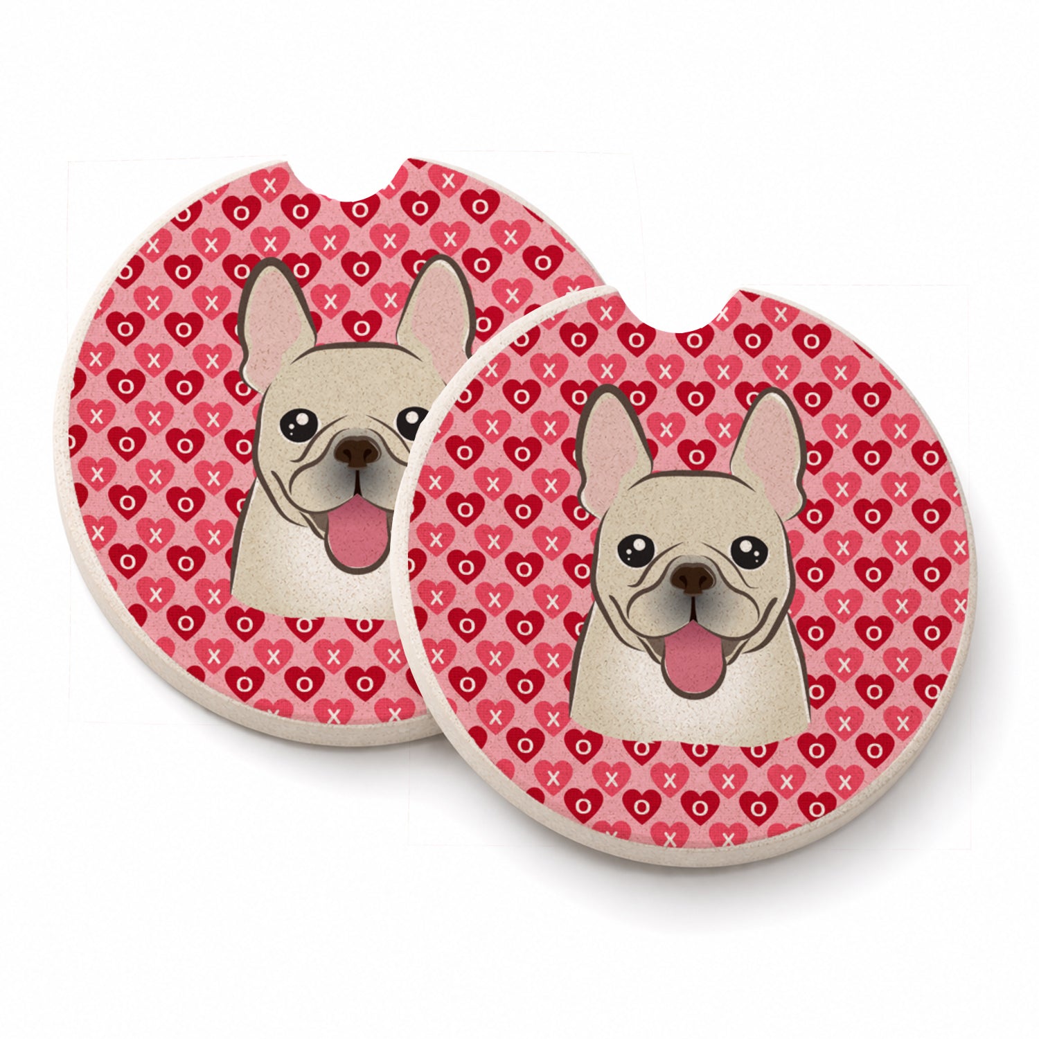 French Bulldog Set of 2 Cup Holder Car Coasters Absorbent Round Sandstone Coasters Gifts for Men or Women, 2.5, Multicolor