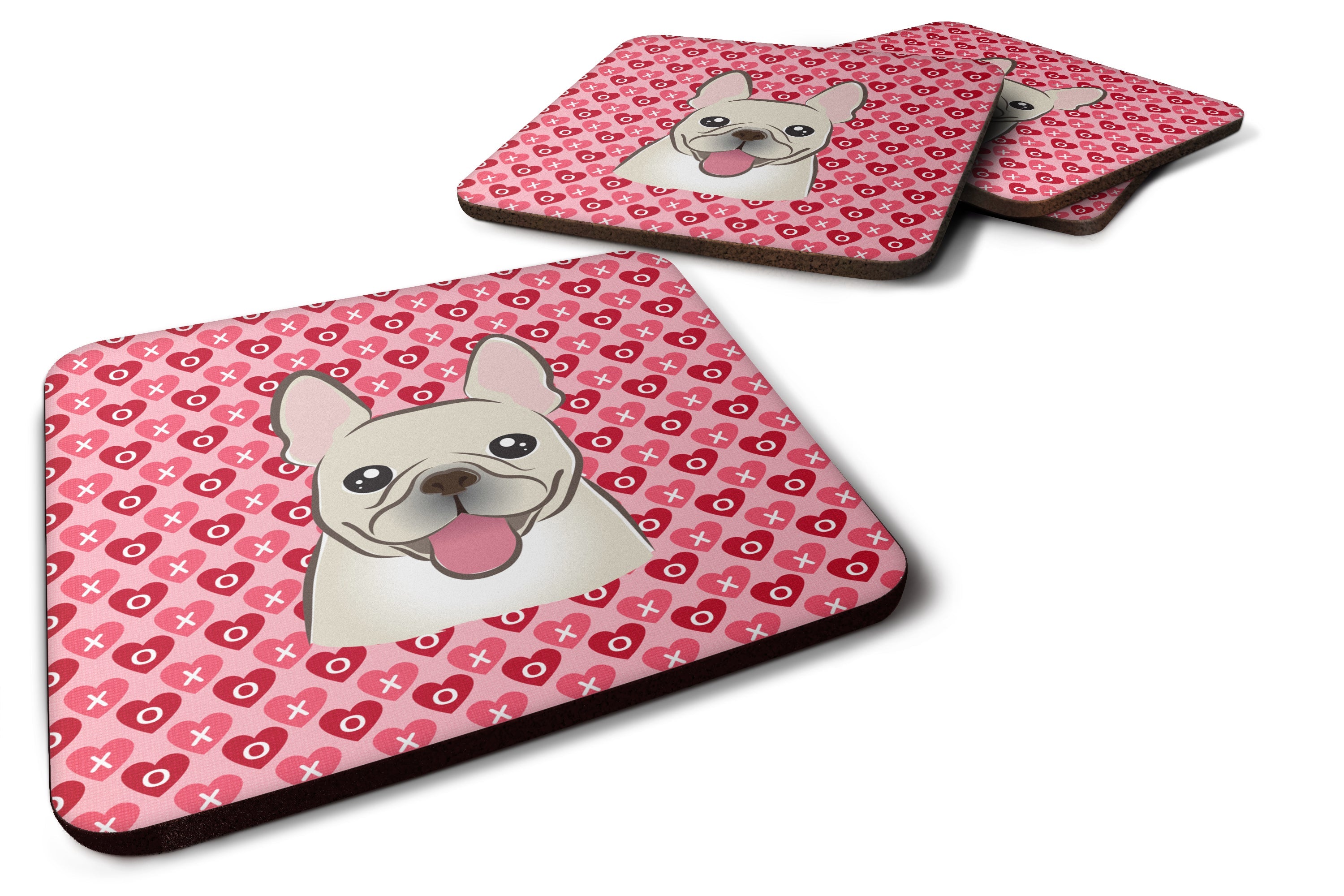 French Bulldog Foam Coasters Set of 4 Cup Coasters for Indoor Outdoor, Tabletop Protection, Anti Slip, Mouse pad Material