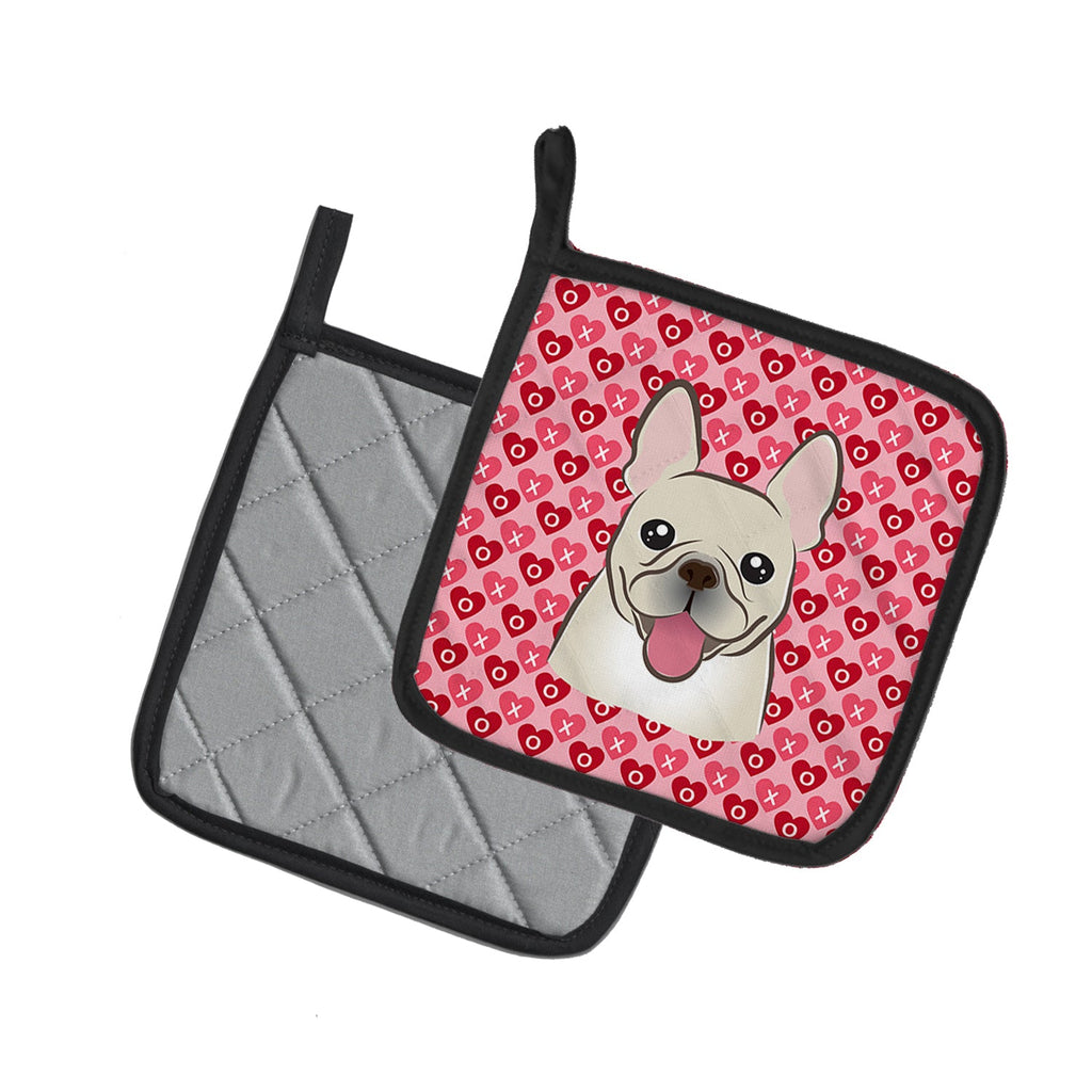 French Bulldog Pot Holder Set of 2 Heat Resistant Quilted Hot Pads 7.5 x 7.5 Inch, Insulated Kitchen Trivets for Cooking & Baking