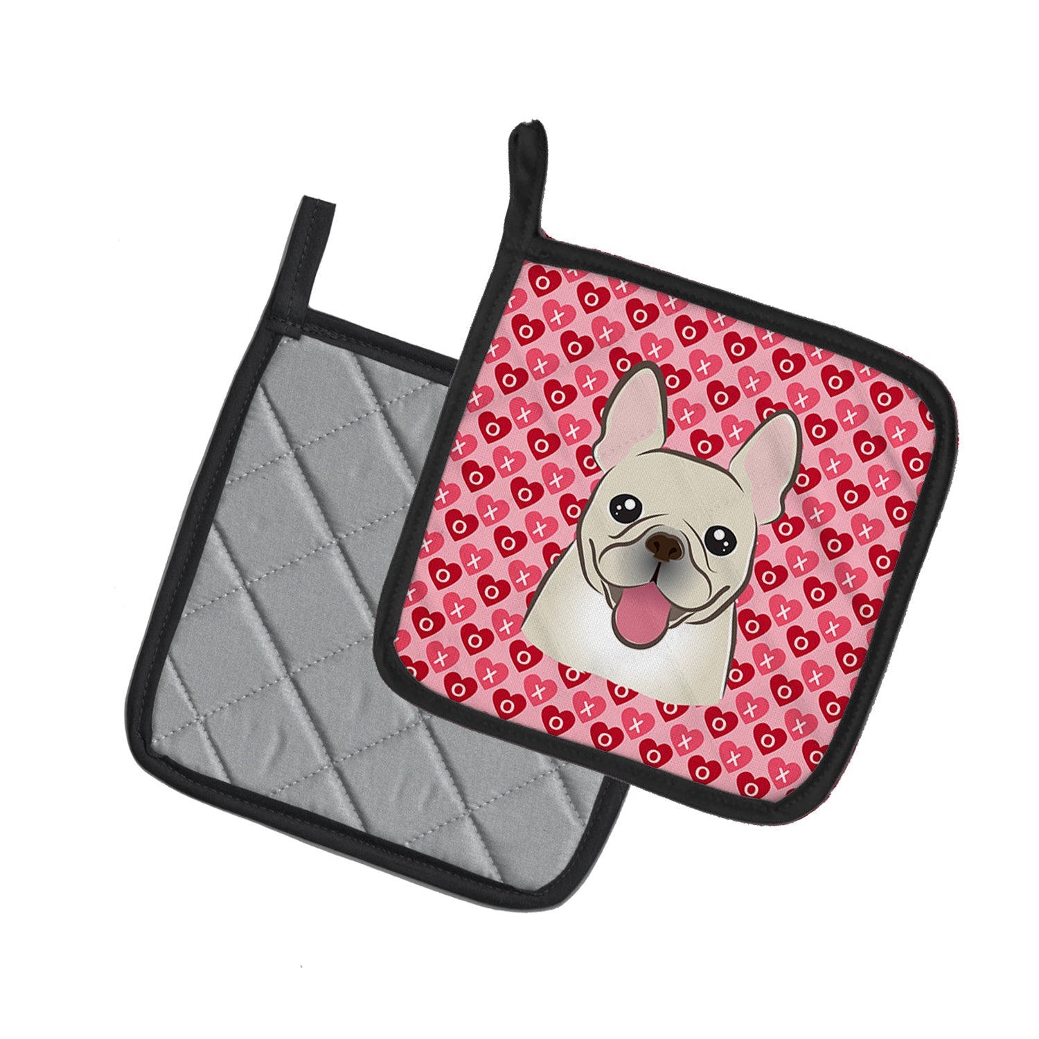 French Bulldog Pot Holder Set of 2 Heat Resistant Quilted Hot Pads 7.5 x 7.5 Inch, Insulated Kitchen Trivets for Cooking & Baking