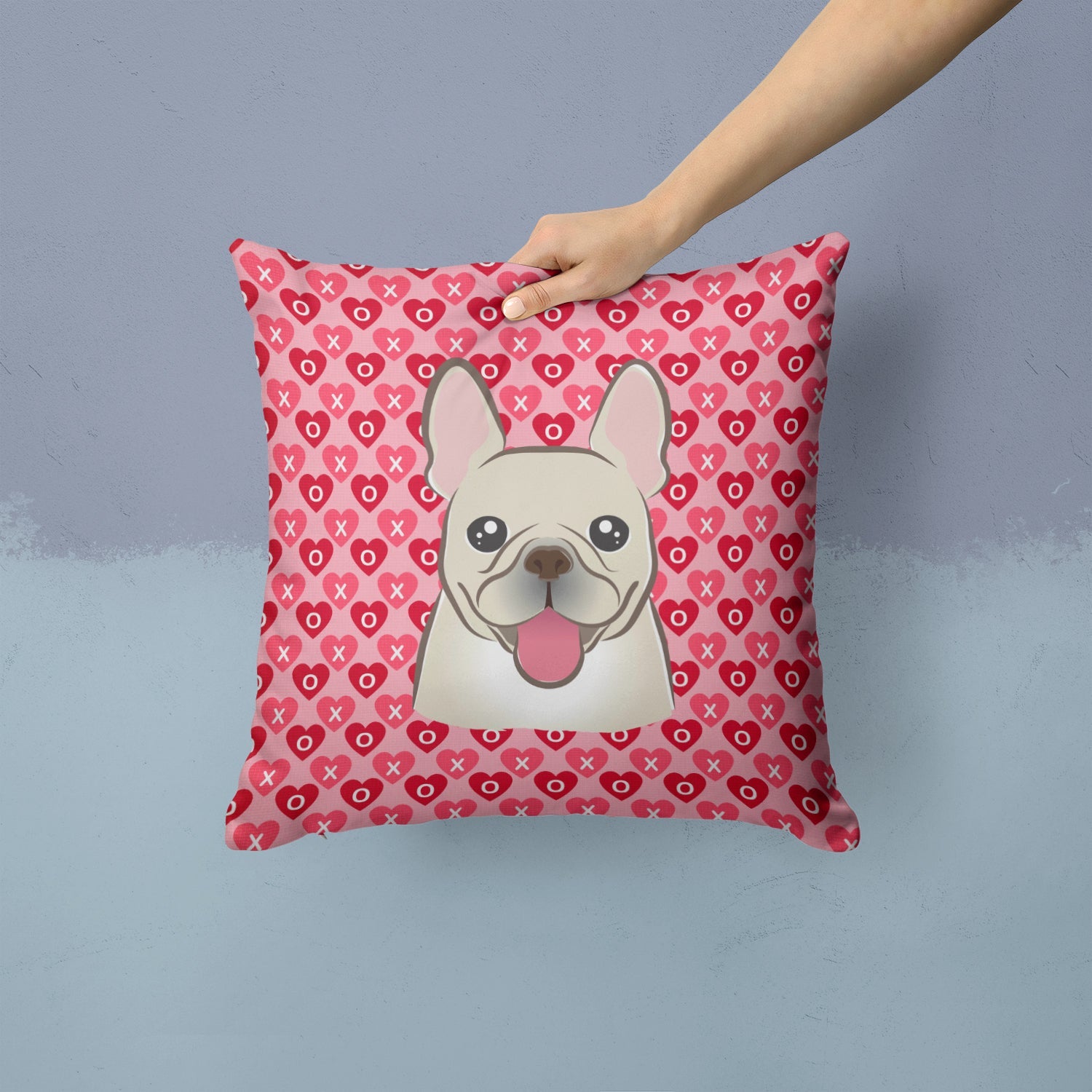 French Bulldog Decorative Throw Pillow 14x14 Indoor Outdoor Accent Cushion, Fabric Cover with Insert for Sofa, Bed, Porch & Living Room