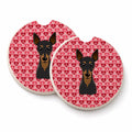 Min Pin Set of 2 Cup Holder Car Coasters Absorbent Round Sandstone Coasters Gifts for Men or Women, 2.5, Multicolor