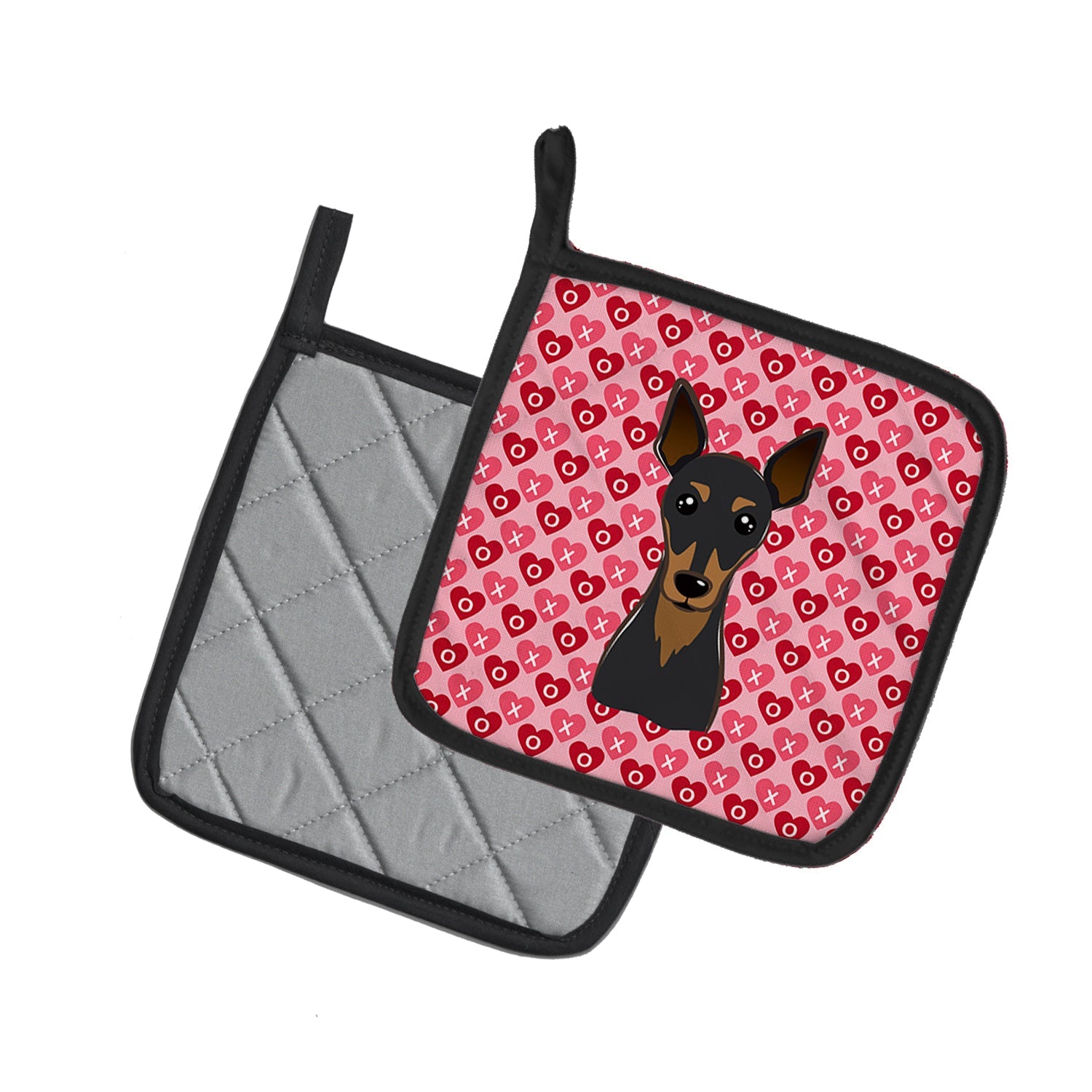 Min Pin Pot Holder Set of 2 Heat Resistant Quilted Hot Pads 7.5 x 7.5 Inch, Insulated Kitchen Trivets for Cooking & Baking
