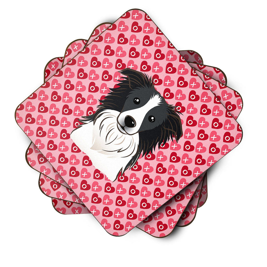 Border Collie Foam Coasters Set of 4 Cup Coasters for Indoor Outdoor, Tabletop Protection, Anti Slip, Mouse pad Material