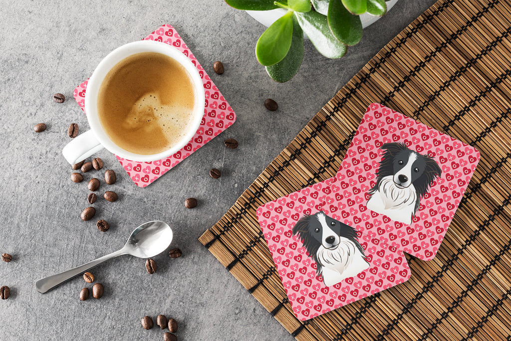 Border Collie Foam Coasters Set of 4 Cup Coasters for Indoor Outdoor, Tabletop Protection, Anti Slip, Mouse pad Material