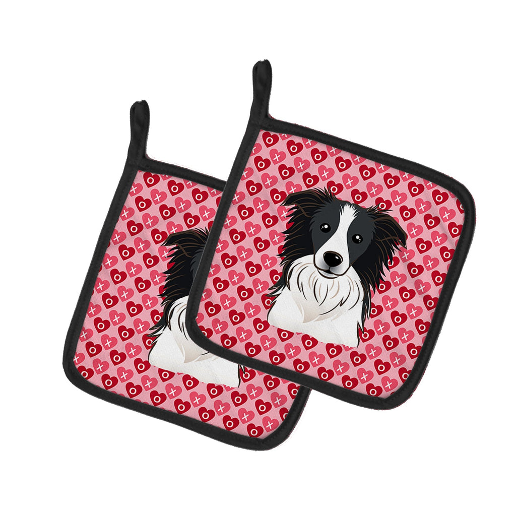 Border Collie Pot Holder Set of 2 Heat Resistant Quilted Hot Pads 7.5 x 7.5 Inch, Insulated Kitchen Trivets for Cooking & Baking
