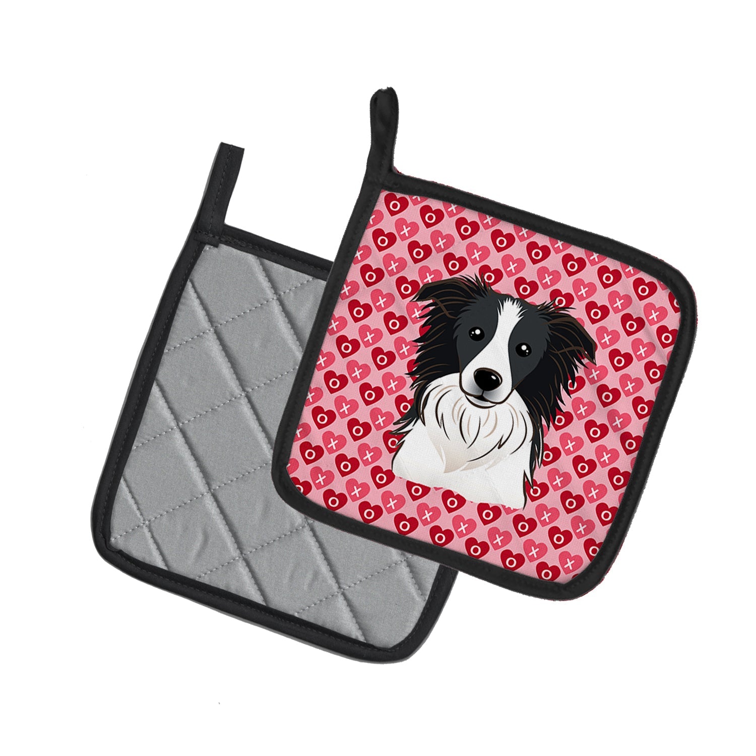 Border Collie Pot Holder Set of 2 Heat Resistant Quilted Hot Pads 7.5 x 7.5 Inch, Insulated Kitchen Trivets for Cooking & Baking
