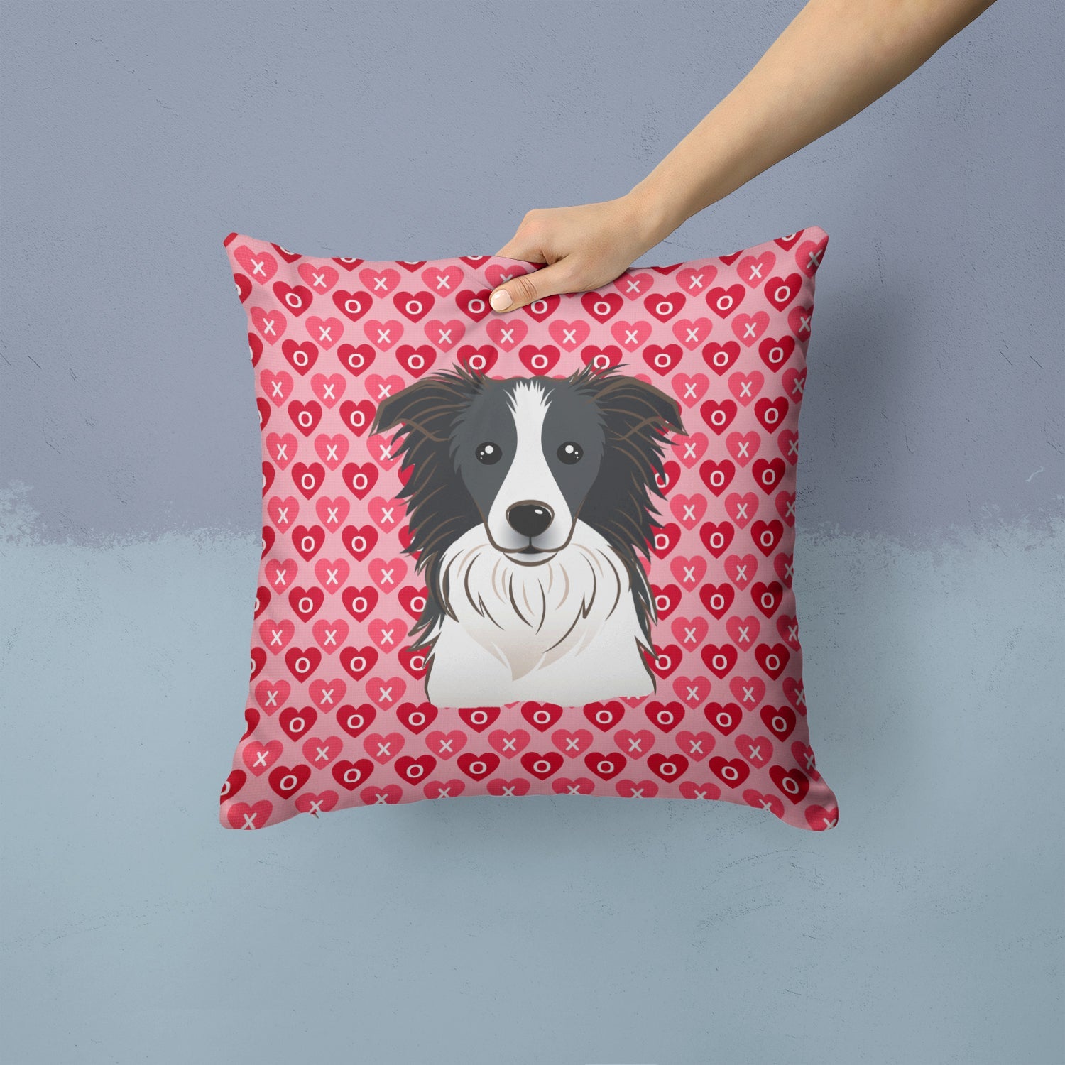 Border Collie Decorative Throw Pillow 14x14 Indoor Outdoor Accent Cushion, Fabric Cover with Insert for Sofa, Bed, Porch & Living Room