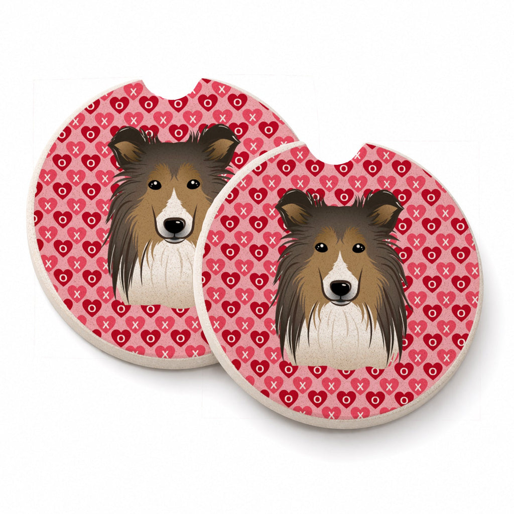 Sheltie Set of 2 Cup Holder Car Coasters Absorbent Round Sandstone Coasters Gifts for Men or Women, 2.5, Multicolor