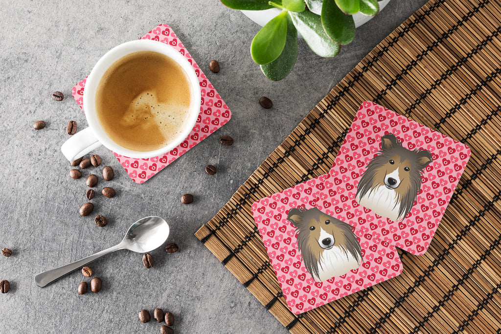 Sheltie Foam Coasters Set of 4 Cup Coasters for Indoor Outdoor, Tabletop Protection, Anti Slip, Mouse pad Material