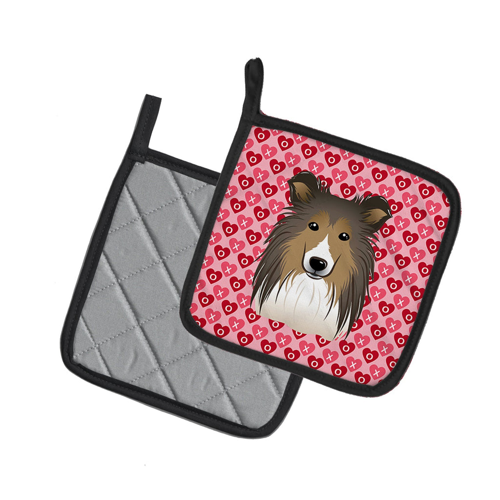 Sheltie Pot Holder Set of 2 Heat Resistant Quilted Hot Pads 7.5 x 7.5 Inch, Insulated Kitchen Trivets for Cooking & Baking