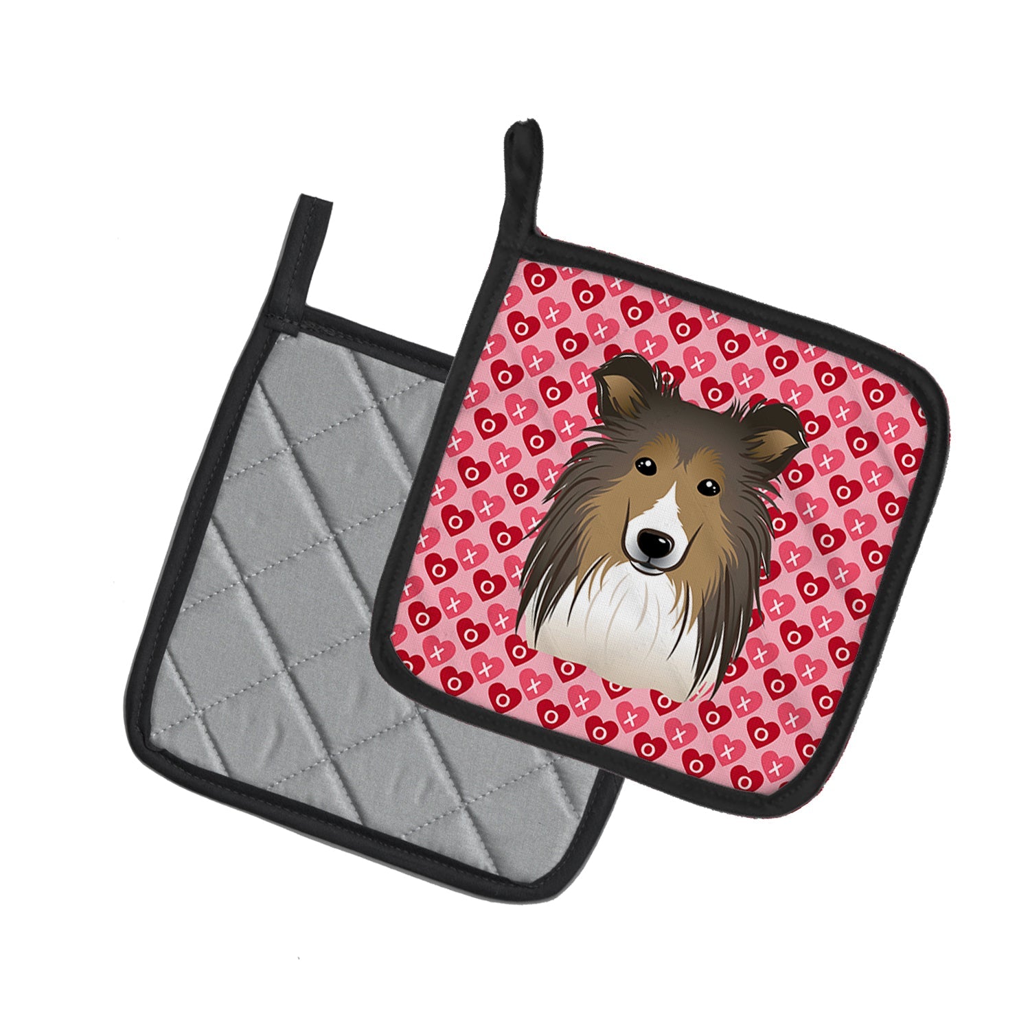 Sheltie Pot Holder Set of 2 Heat Resistant Quilted Hot Pads 7.5 x 7.5 Inch, Insulated Kitchen Trivets for Cooking & Baking
