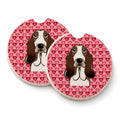 Basset Hound Set of 2 Cup Holder Car Coasters Absorbent Round Sandstone Coasters Gifts for Men or Women, 2.5, Multicolor