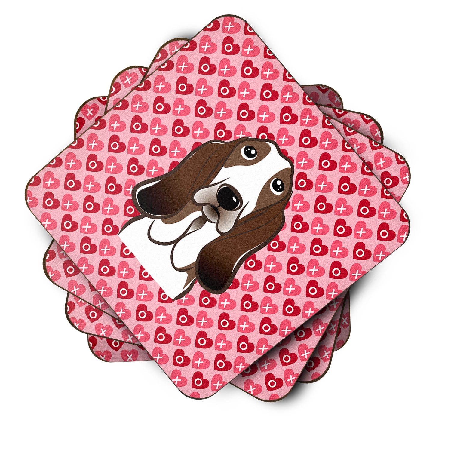 Basset Hound Foam Coasters Set of 4 Cup Coasters for Indoor Outdoor, Tabletop Protection, Anti Slip, Mouse pad Material