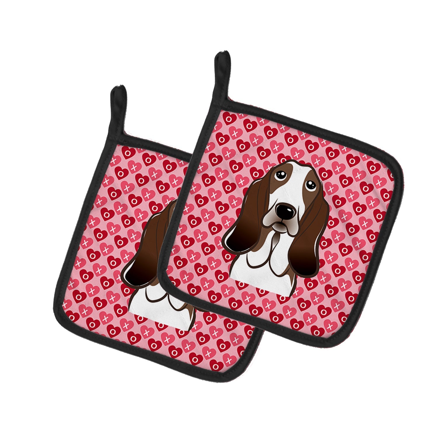 Basset Hound Pot Holder Set of 2 Heat Resistant Quilted Hot Pads 7.5 x 7.5 Inch, Insulated Kitchen Trivets for Cooking & Baking