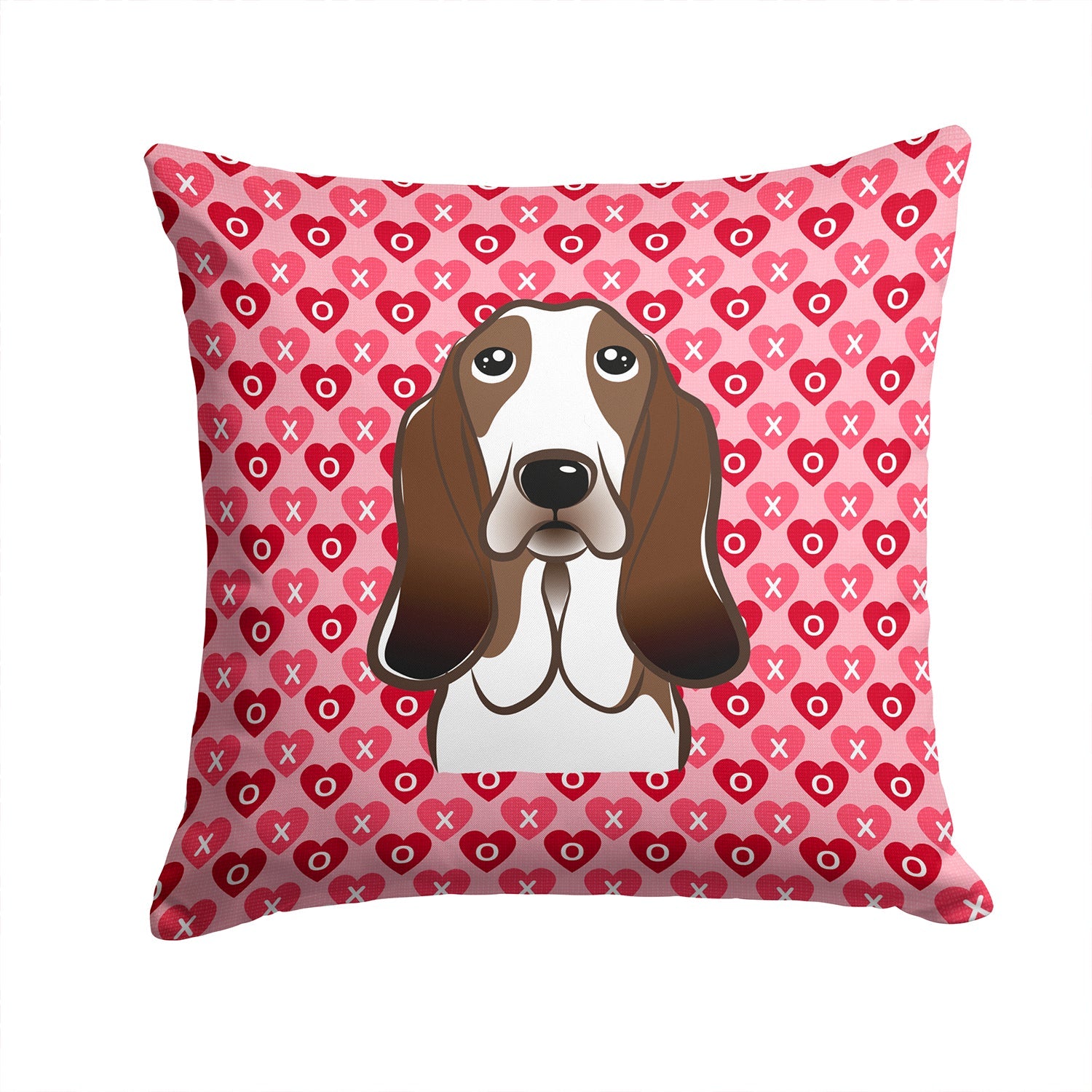 Basset Hound Decorative Throw Pillow 14x14 Indoor Outdoor Accent Cushion, Fabric Cover with Insert for Sofa, Bed, Porch & Living Room