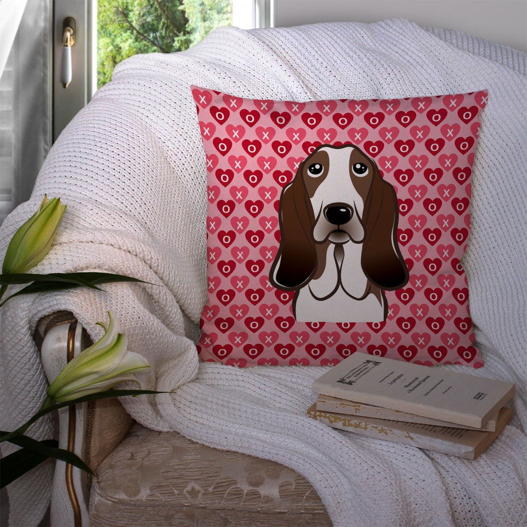 Basset Hound Decorative Throw Pillow 14x14 Indoor Outdoor Accent Cushion, Fabric Cover with Insert for Sofa, Bed, Porch & Living Room